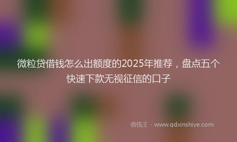 微粒贷借钱怎么出额度的2025年推荐，盘点五个快速下款无视征信的口子
