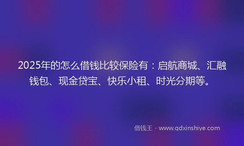 2025年的怎么借钱比较保险有：启航商城、汇融钱包、现金贷宝、快乐小租、时光分期等。