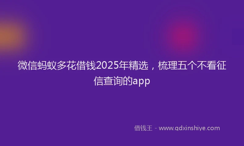微信蚂蚁多花借钱2025年精选，梳理五个不看征信查询的app