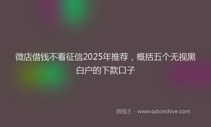 微店借钱不看征信2025年推荐，概括五个无视黑白户的下款口子