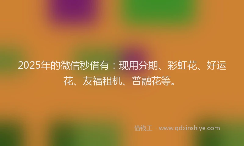 2025年的微信秒借有：现用分期、彩虹花、好运花、友福租机、普融花等。