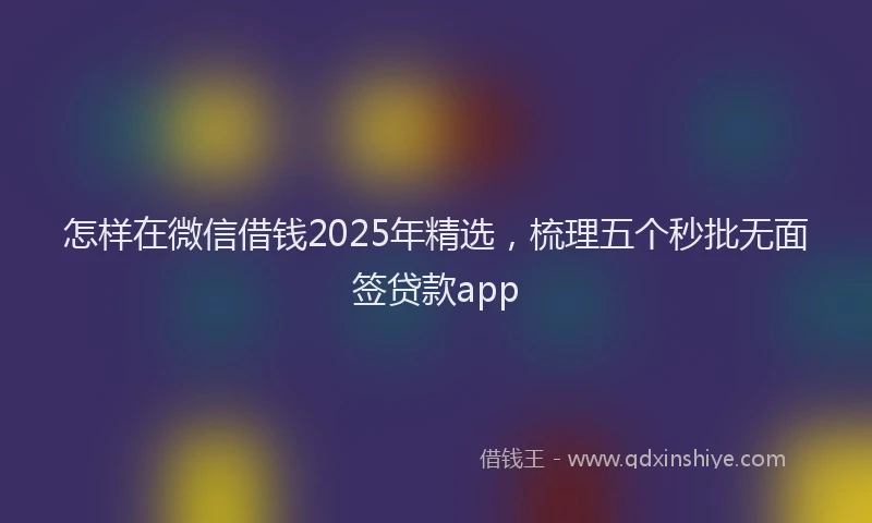 怎样在微信借钱2025年精选，梳理五个秒批无面签贷款app