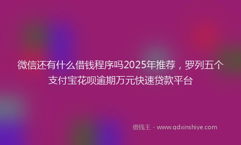 微信还有什么借钱程序吗2025年推荐，罗列五个支付宝花呗逾期万元快速贷款平台