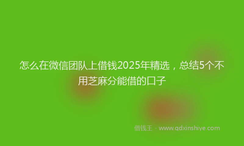 怎么在微信团队上借钱2025年精选，总结5个不用芝麻分能借的口子