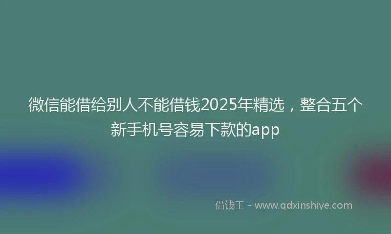 微信能借给别人不能借钱2025年精选，整合五个新手机号容易下款的app