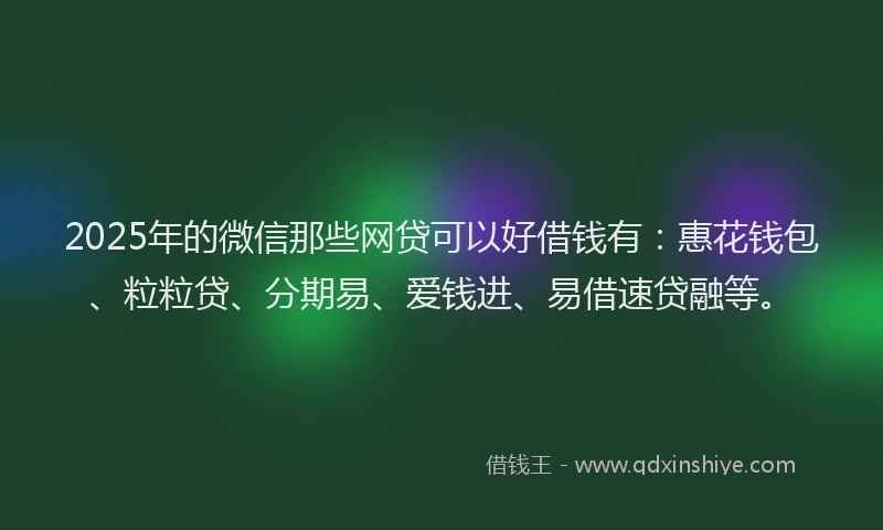 2025年的微信那些网贷可以好借钱有：惠花钱包、粒粒贷、分期易、爱钱进、易借速贷融等。
