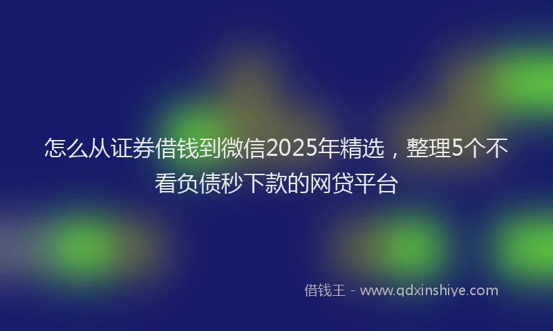怎么从证券借钱到微信2025年精选，整理5个不看负债秒下款的网贷平台