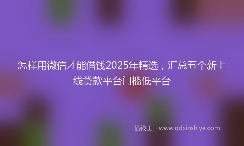怎样用微信才能借钱2025年精选，汇总五个新上线贷款平台门槛低平台