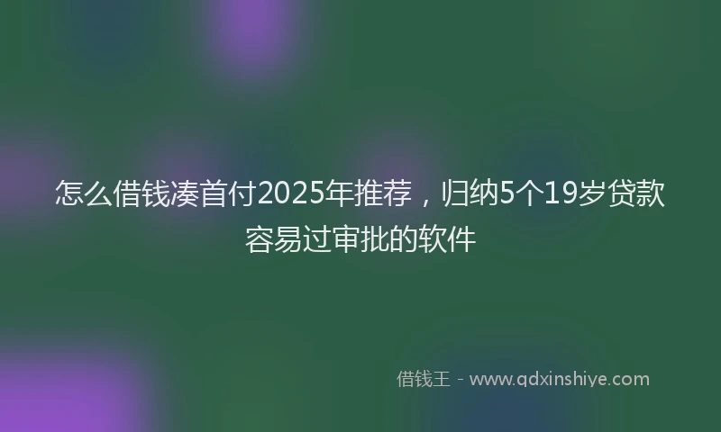 怎么借钱凑首付2025年推荐，归纳5个19岁贷款容易过审批的软件