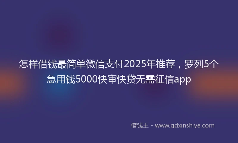 怎样借钱最简单微信支付2025年推荐，罗列5个急用钱5000快审快贷无需征信app