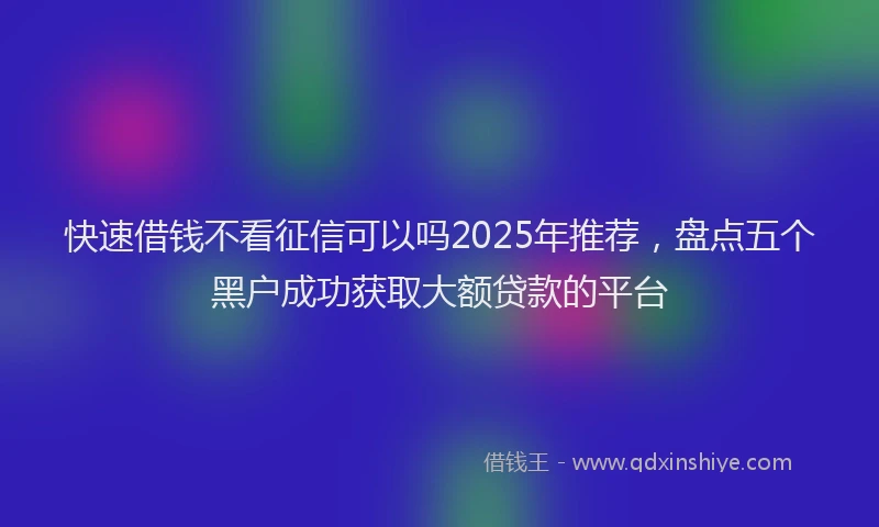 快速借钱不看征信可以吗2025年推荐，盘点五个黑户成功获取大额贷款的平台