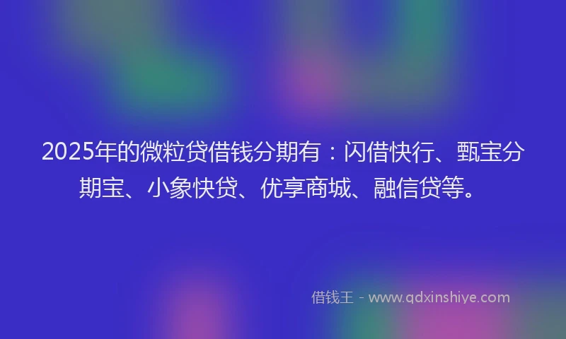 2025年的微粒贷借钱分期有：闪借快行、甄宝分期宝、小象快贷、优享商城、融信贷等。
