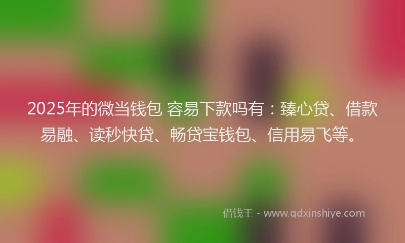 2025年的微当钱包 容易下款吗有：臻心贷、借款易融、读秒快贷、畅贷宝钱包、信用易飞等。