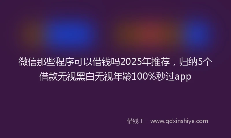微信那些程序可以借钱吗2025年推荐，归纳5个借款无视黑白无视年龄100%秒过app