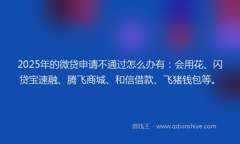 2025年的微贷申请不通过怎么办有：会用花、闪贷宝速融、腾飞商城、和信借款、飞猪钱包等。