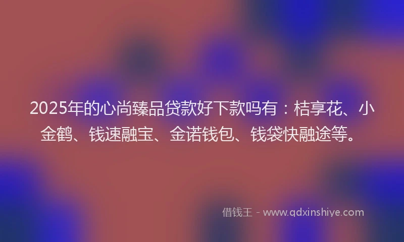 2025年的心尚臻品贷款好下款吗有：桔享花、小金鹤、钱速融宝、金诺钱包、钱袋快融途等。
