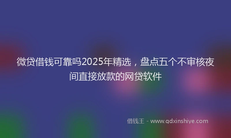 微贷借钱可靠吗2025年精选，盘点五个不审核夜间直接放款的网贷软件