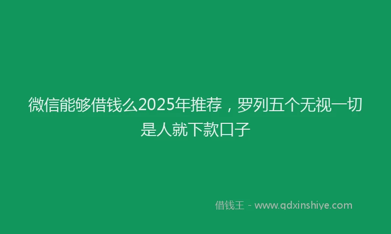 微信能够借钱么2025年推荐，罗列五个无视一切是人就下款口子