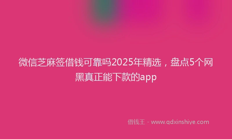 微信芝麻签借钱可靠吗2025年精选，盘点5个网黑真正能下款的app