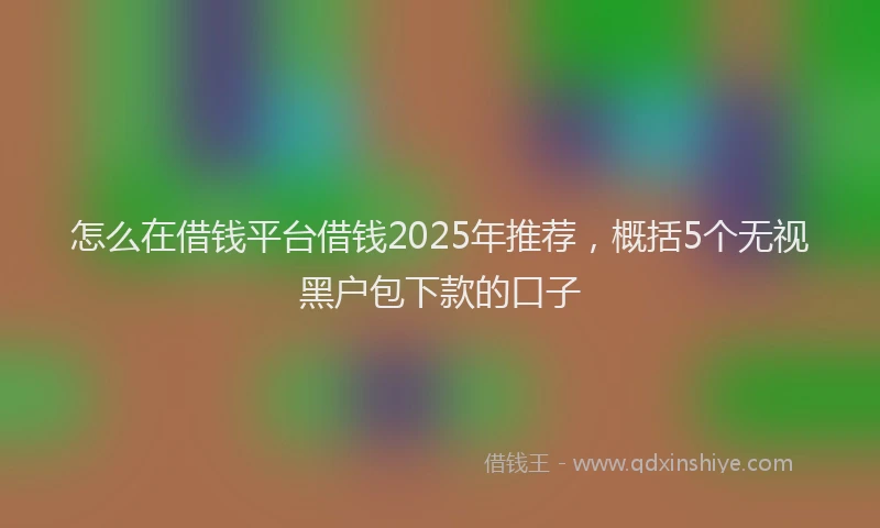 怎么在借钱平台借钱2025年推荐，概括5个无视黑户包下款的口子