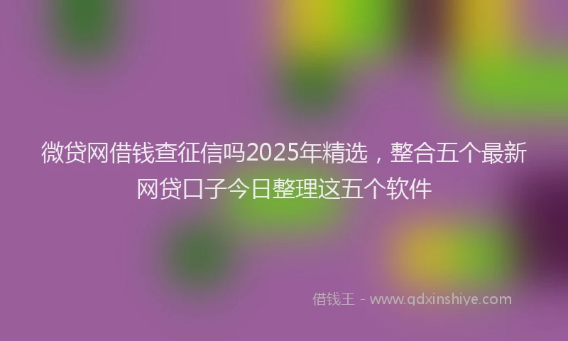 微贷网借钱查征信吗2025年精选，整合五个最新网贷口子今日整理这五个软件