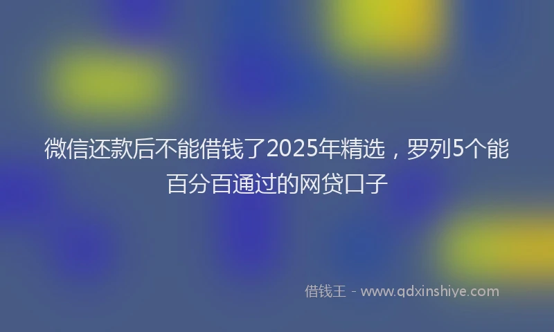 微信还款后不能借钱了2025年精选，罗列5个能百分百通过的网贷口子