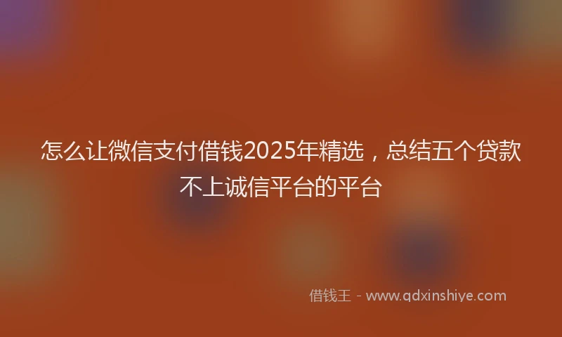 怎么让微信支付借钱2025年精选，总结五个贷款不上诚信平台的平台