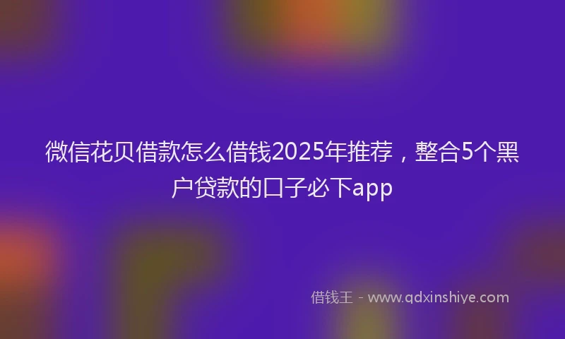 微信花贝借款怎么借钱2025年推荐，整合5个黑户贷款的口子必下app