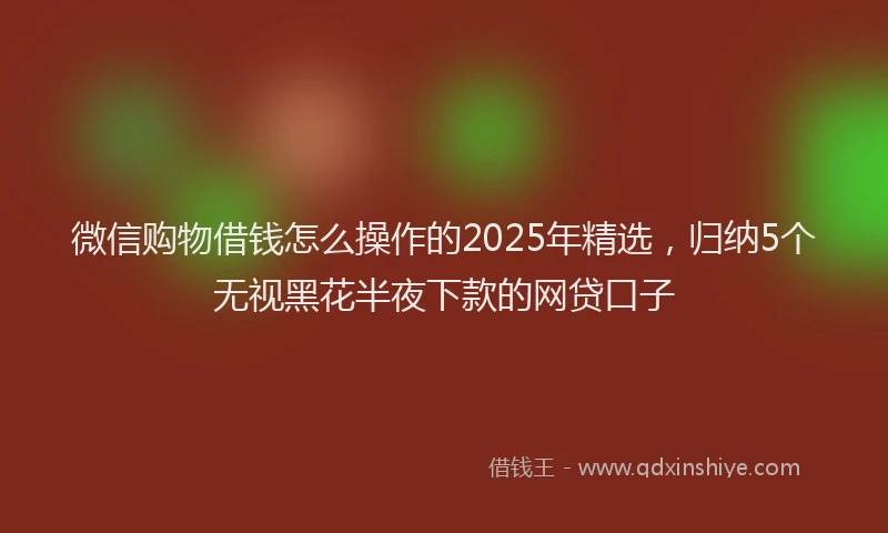 微信购物借钱怎么操作的2025年精选，归纳5个无视黑花半夜下款的网贷口子