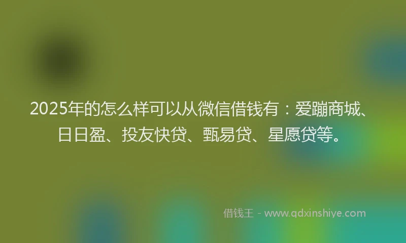 2025年的怎么样可以从微信借钱有：爱蹦商城、日日盈、投友快贷、甄易贷、星愿贷等。