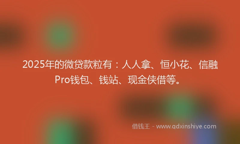 2025年的微贷款粒有：人人拿、恒小花、信融Pro钱包、钱站、现金侠借等。