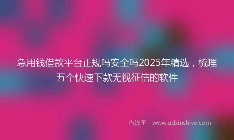 急用钱借款平台正规吗安全吗2025年精选，梳理五个快速下款无视征信的软件