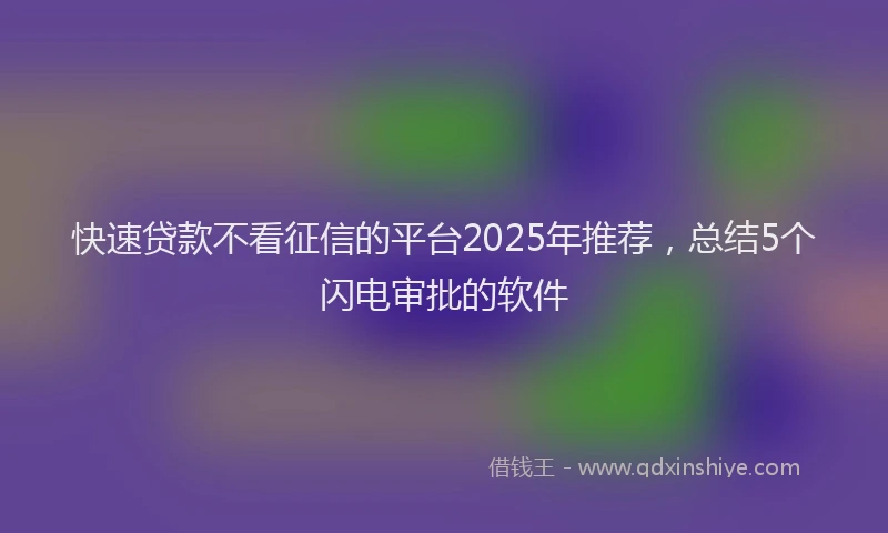 快速贷款不看征信的平台2025年推荐，总结5个闪电审批的软件