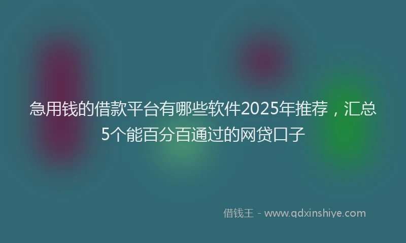 急用钱的借款平台有哪些软件2025年推荐，汇总5个能百分百通过的网贷口子