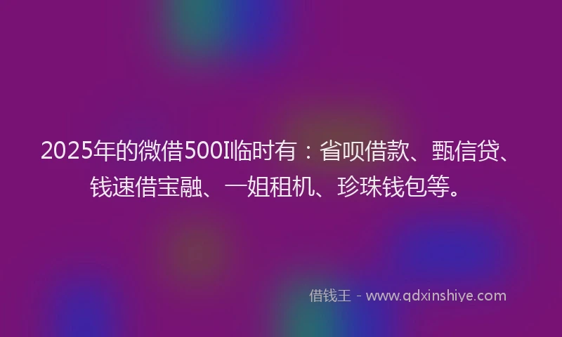 2025年的微借500I临时有：省呗借款、甄信贷、钱速借宝融、一姐租机、珍珠钱包等。