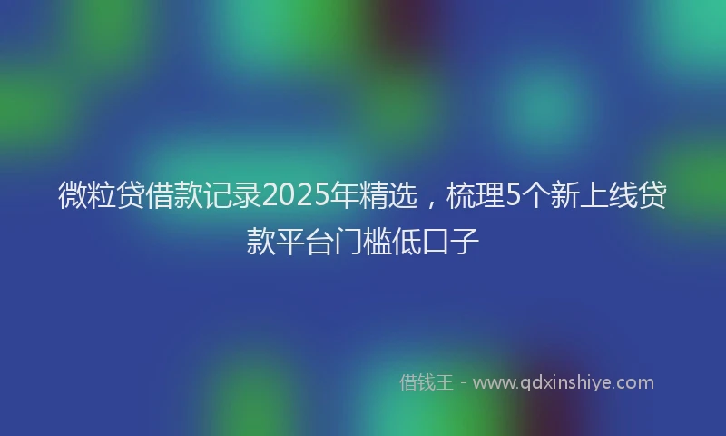 微粒贷借款记录2025年精选，梳理5个新上线贷款平台门槛低口子