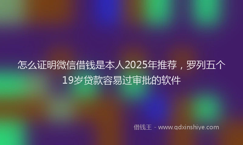 怎么证明微信借钱是本人2025年推荐，罗列五个19岁贷款容易过审批的软件