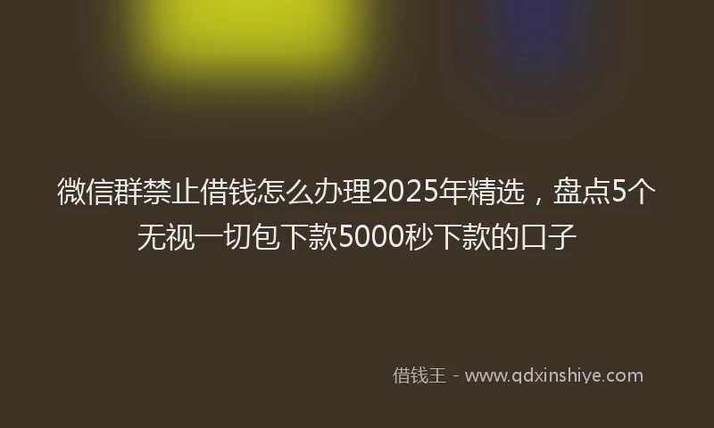微信群禁止借钱怎么办理2025年精选，盘点5个无视一切包下款5000秒下款的口子