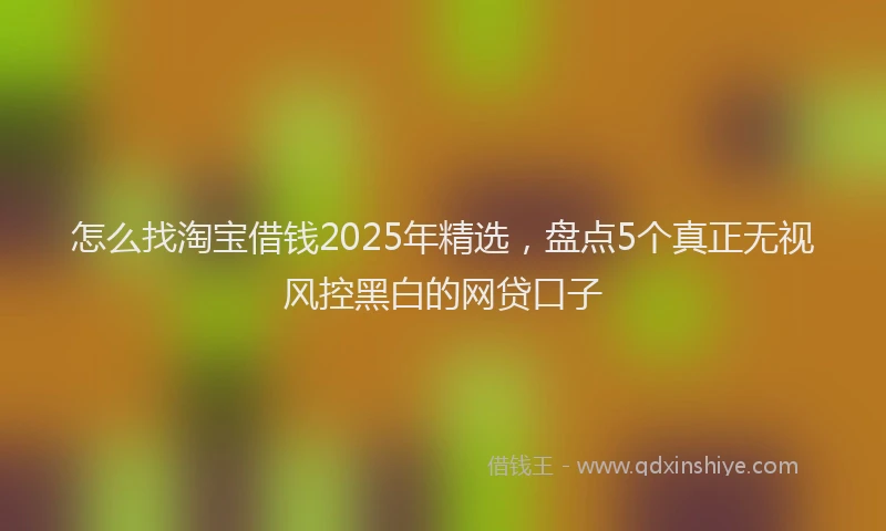 怎么找淘宝借钱2025年精选，盘点5个真正无视风控黑白的网贷口子