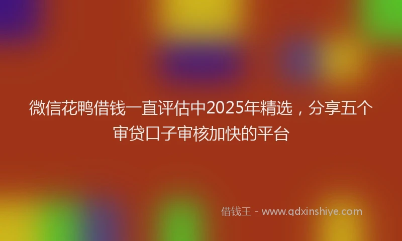 微信花鸭借钱一直评估中2025年精选，分享五个审贷口子审核加快的平台