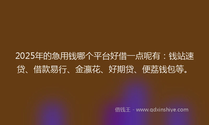2025年的急用钱哪个平台好借一点呢有：钱站速贷、借款易行、金瀛花、好期贷、便荔钱包等。
