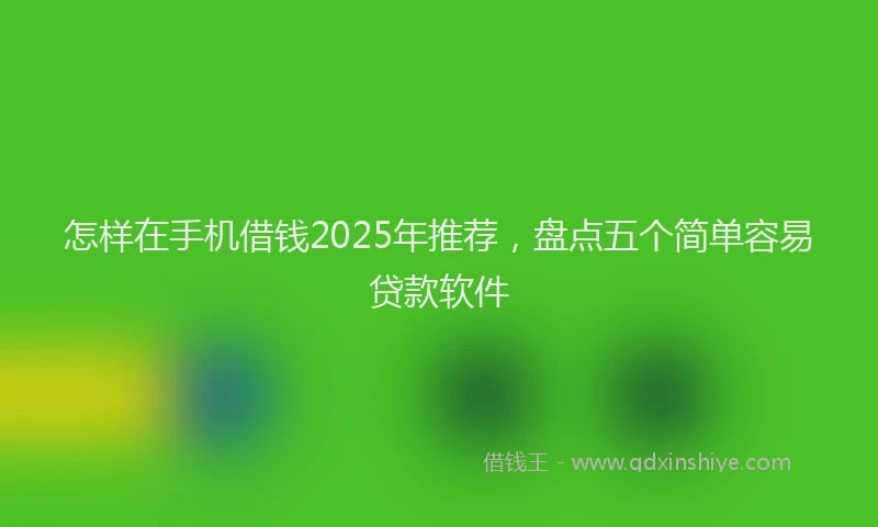 怎样在手机借钱2025年推荐，盘点五个简单容易贷款软件