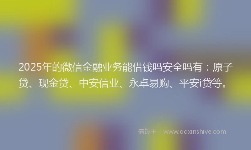 2025年的微信金融业务能借钱吗安全吗有：原子贷、现金贷、中安信业、永卓易购、平安i贷等。