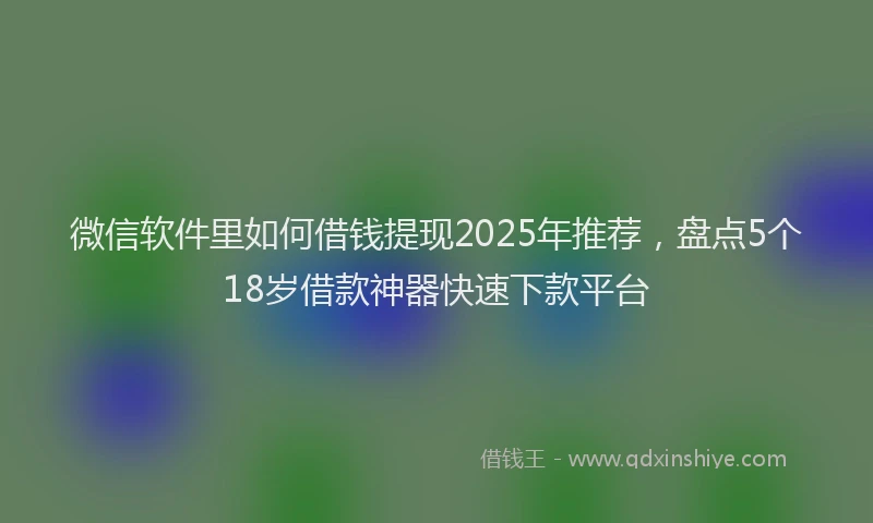 微信软件里如何借钱提现2025年推荐，盘点5个18岁借款神器快速下款平台