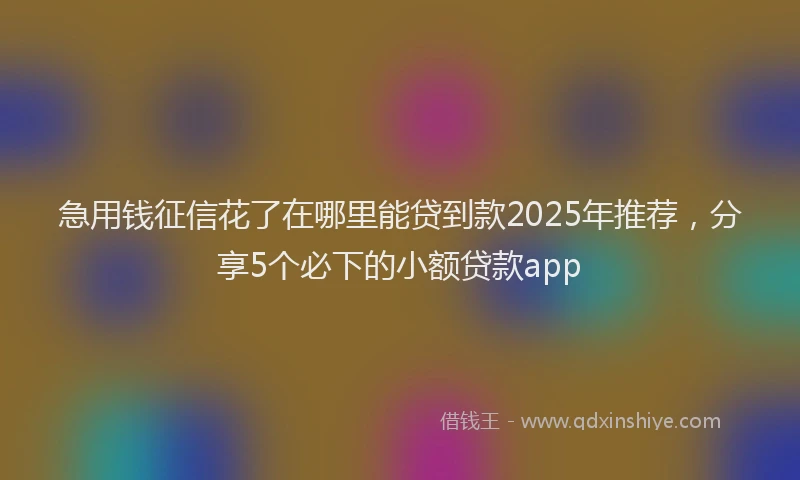 急用钱征信花了在哪里能贷到款2025年推荐，分享5个必下的小额贷款app