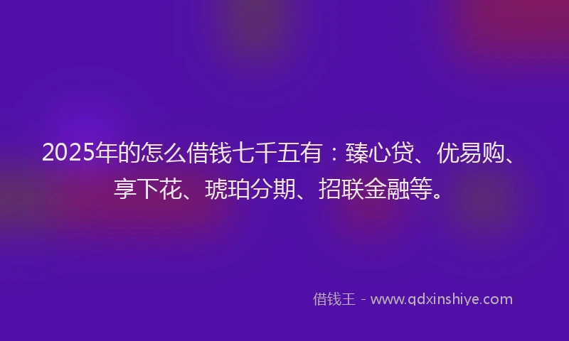 2025年的怎么借钱七千五有：臻心贷、优易购、享下花、琥珀分期、招联金融等。