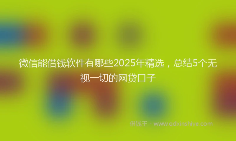 微信能借钱软件有哪些2025年精选，总结5个无视一切的网贷口子