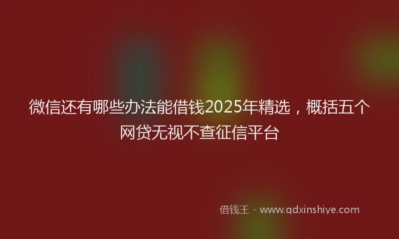 微信还有哪些办法能借钱2025年精选，概括五个网贷无视不查征信平台