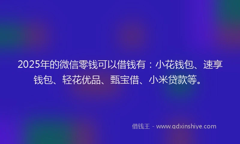2025年的微信零钱可以借钱有：小花钱包、速享钱包、轻花优品、甄宝借、小米贷款等。