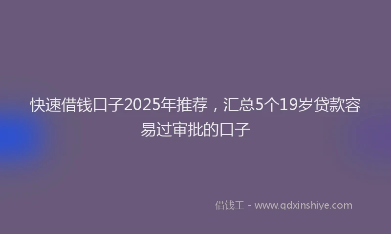 快速借钱口子2025年推荐，汇总5个19岁贷款容易过审批的口子